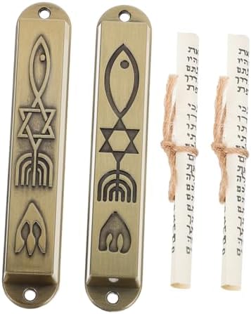 Ipetboom Metal Mezuzah Ornament 2-Piece Set for House Decor