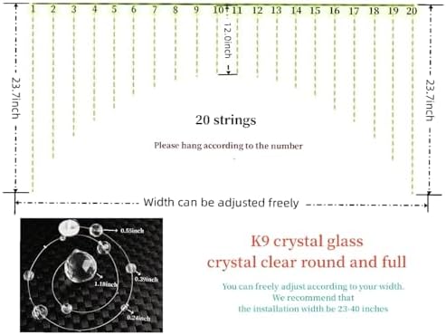 20 Strings Crystal Beaded Curtain for Arched Doorway