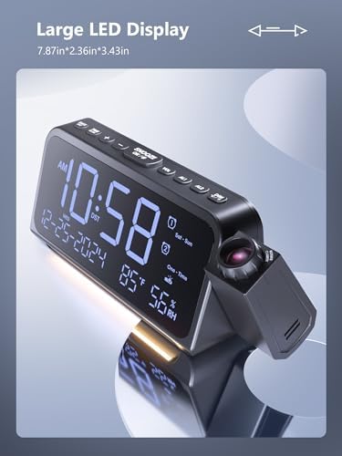 Projection Alarm Clock with Rotatable Projector and Smart Features for Bedroom