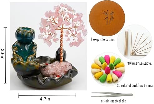 Dreamgirnh Backflow Incense Holder with Rose Quartz