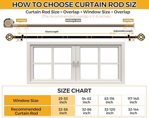 USFOOK White Curtain Rod 32-58 Inches 78 Inch Diameter Telescoping Splicing Rods with Twisted Cage Finials