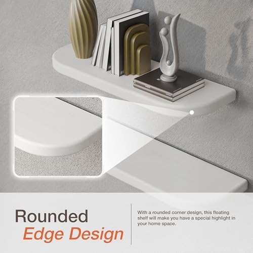 BATODA Set of 2 17 Inch White Floating Shelves Wall Mounted