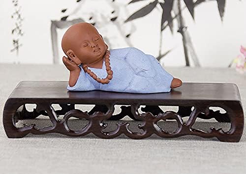 GOLDYWENDY Black Catalpa Wood Rectangular Book Scroll Base Flower Pot Vase Buddha Statue Display Stand Pedestal