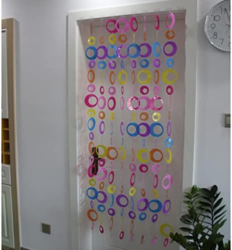 Queenbox 63in 8pcs Colorful Round Sequin Curtain