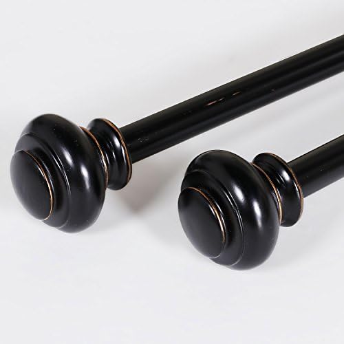 Turquoize Black Adjustable Single Curtain Rod 2 Pack