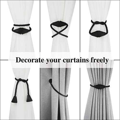 6 Pack Magnetic Curtain Tiebacks in Black