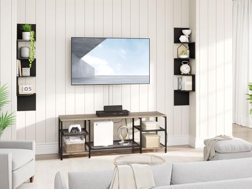 HOOBRO 4-Tier Floating Corner Shelves Set of 2 Black