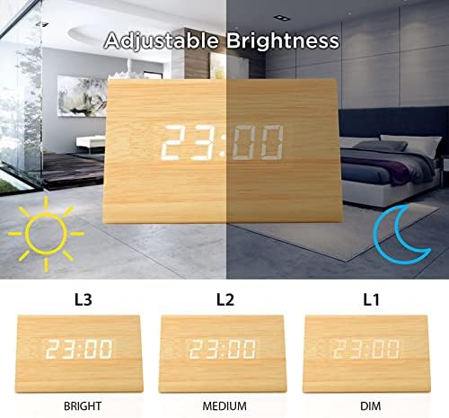 GEARONIC Wooden Digital Alarm Clock Triangle Design