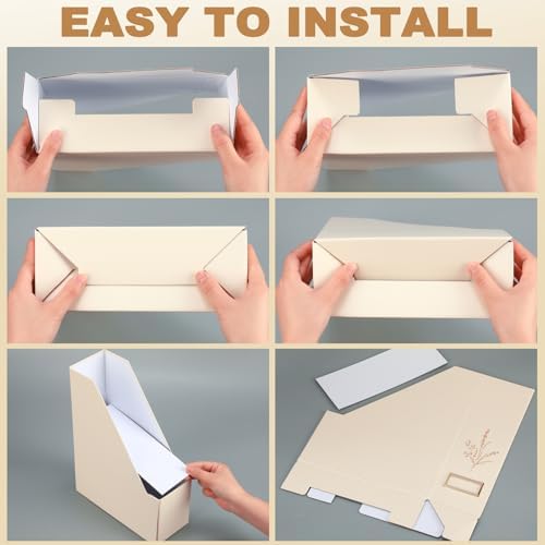 5 Pack Magazine File Holder Vertical Desk Organizer Beige