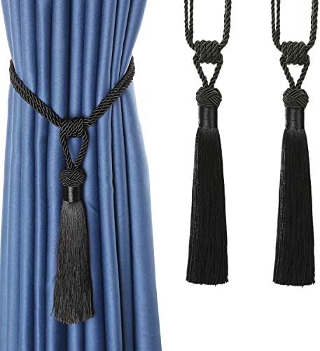 BEL AVENIR Curtain Tiebacks 2 Pack Black Holdbacks