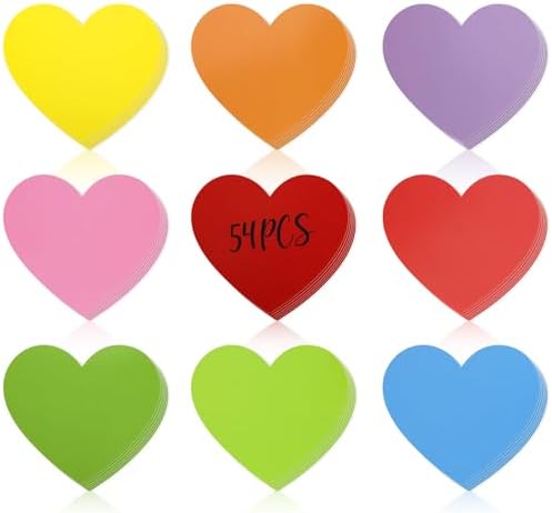 54 Pcs Colorful Heart Cutouts Valentine Classroom Decor Party Supplies