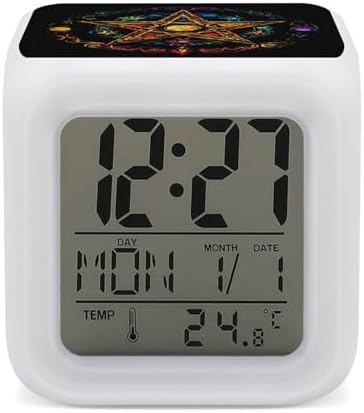 Color Changing LED Alarm Clock with Pentagram Design