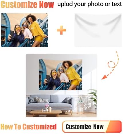 Nenntbriy Custom Tapestry Image Text Wedding Backdrop for Home Bedroom Wall Art