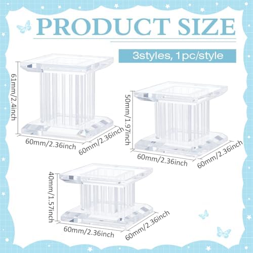 BENECREAT 3 Sizes Clear Acrylic Display Block for Gemstone Jewelry Pop Figures