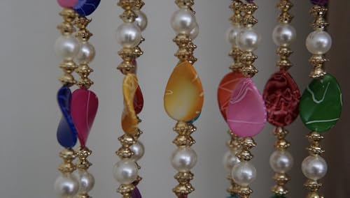 5-Piece Colorful Beaded Curtain Set - 5ft Decorative Boho Panels