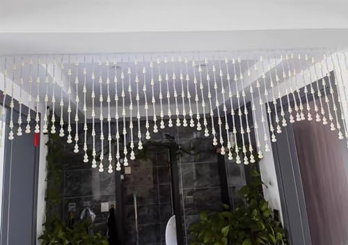 Beaded Curtain for Privacy Doorway 90cm Natural Mahogany