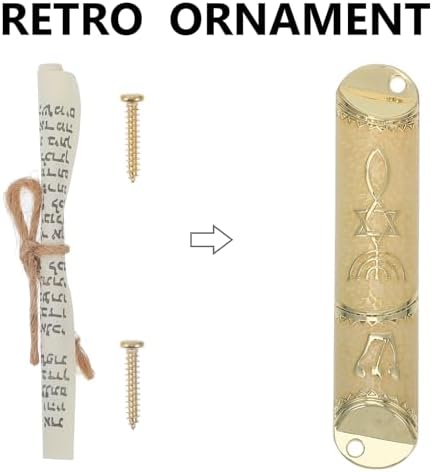 PRETYZOOM Beige Metal Mezuzah with Scroll for Door