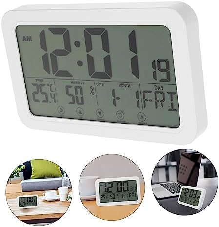 Happyyami Digital Temperature Humidity Clock with LCD Alarm