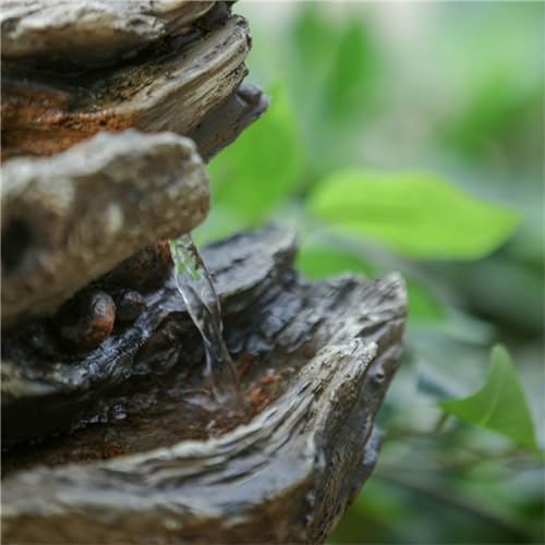 9x5x14 Indoor Brown Wood-Look Water Fountain with LED Light