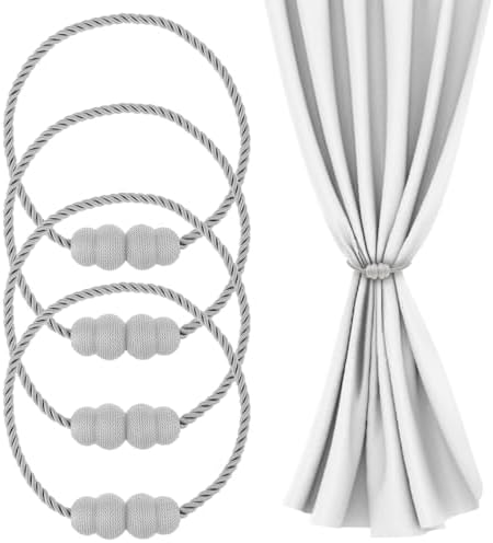 Magnetic Curtain Tiebacks 4 Pack for Window Drapes