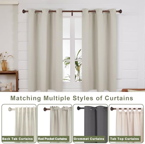 Vimayta 1 Inch Diameter Curtain Rods with Resin Finials 28-48 Inches