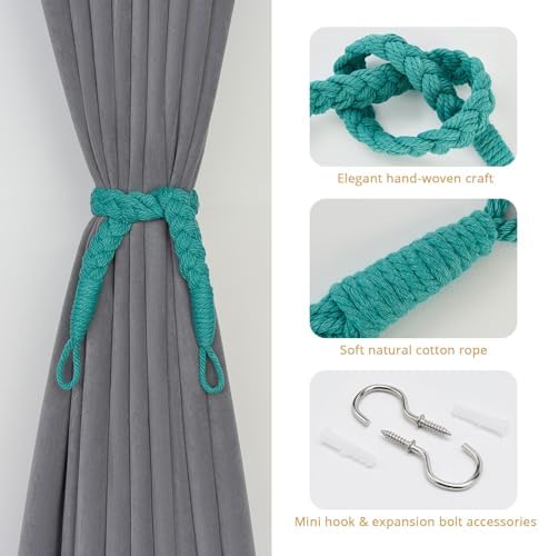 NICEEC 4 Pack Natural Cotton Rope Curtain Tiebacks