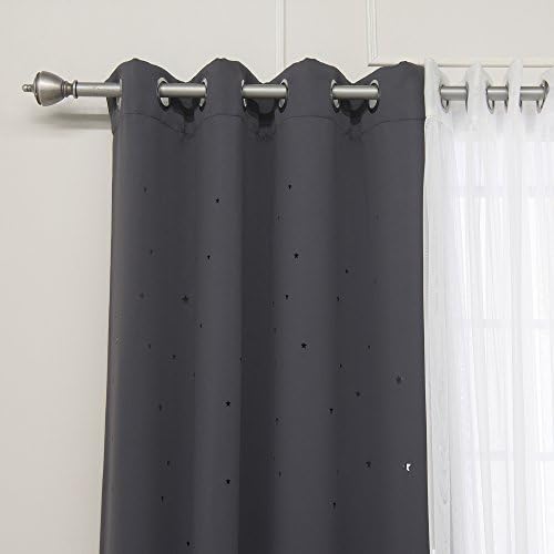 Best Home Fashion uMIXm Tulle Curtains with Star Cut Out - 52 W x 63 L - 2 Panels