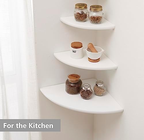 Solid Oak Corner Shelf Wall Mount 7in White
