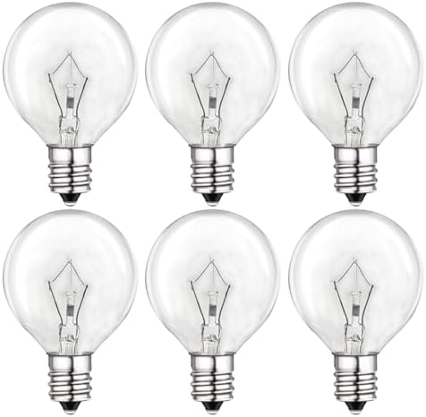 25 Watt Wax Warmer Bulbs 6-Pack Dimmable G40 Bulbs for Scentsy Warmers