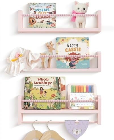 Pink Floating Bookshelf Wall Set of 3