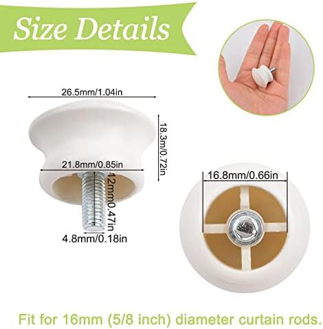 Curtain Finials 6Pcs Plastic Mushroom Shape Rod Caps White Vintage Window Decor