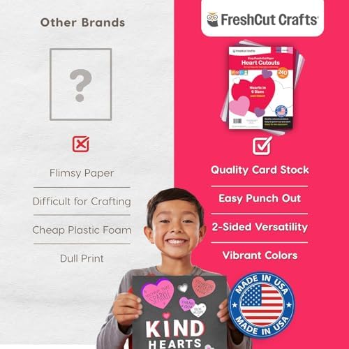 FreshCut Crafts 240 Heart Cutouts for Valentine Crafts