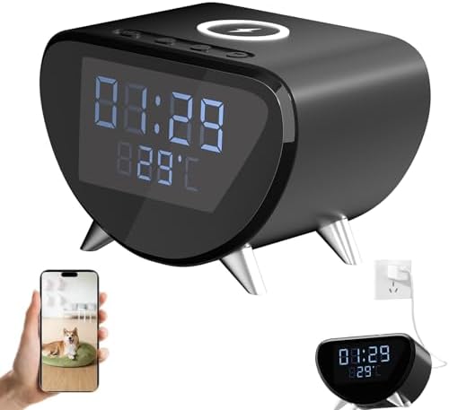 4K Camera Clock with Wireless Charging and Time Temperature Display 1