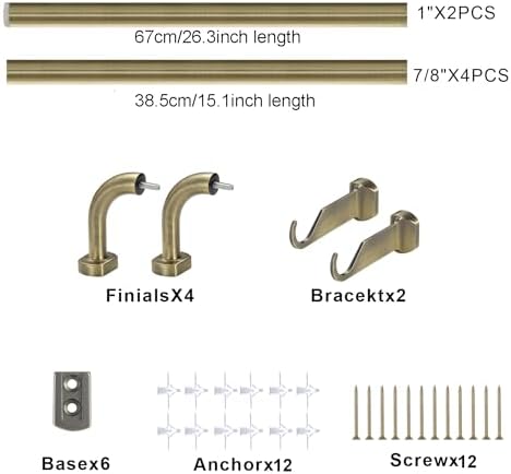2 Pack 1 Inch Diameter Wrap Around Curtain Rods with Adjustable Length and Antique Bronze Finish