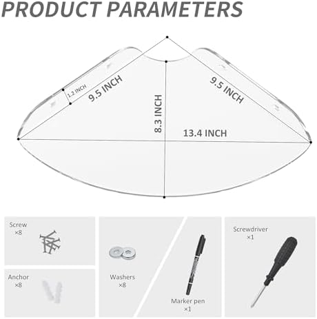 95x95 Inch Acrylic Corner Floating Shelf Set of 2