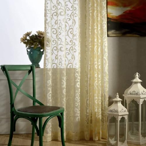 Modern Minimalist Yellow Sheer Curtains Panel