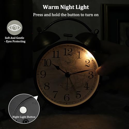 Maxspace Retro Analog Alarm Clock with Night Light