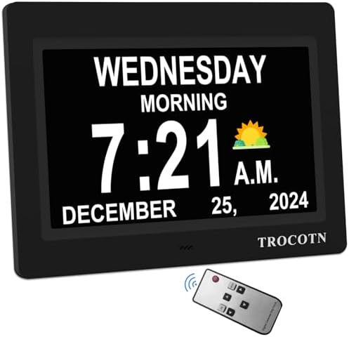 TROCOTN Dementia Clock 7 Inch Wall Display