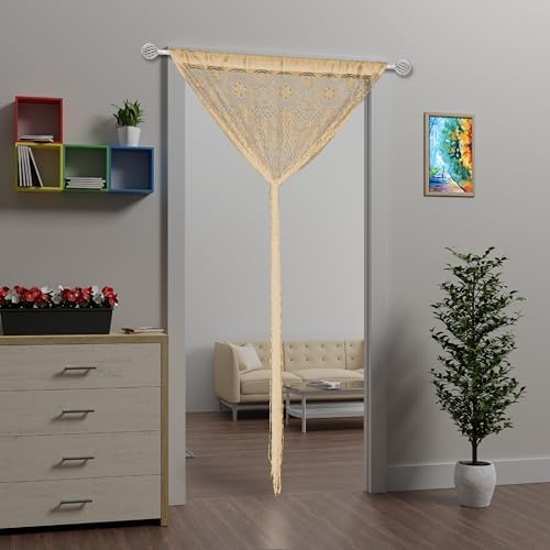 2 Pcs Boho Lace Door Curtain Panels for Bedroom Kitchen Doorways