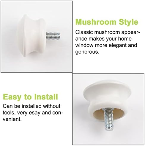 Curtain Finials 6Pcs Plastic Mushroom Shape Rod Caps White Vintage Window Decor