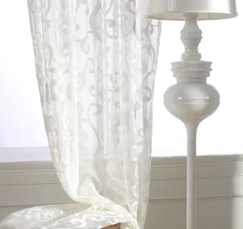 Modern Minimalist White Semi Sheer Curtains Panel