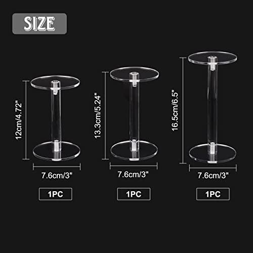 NBEADS 3 Pcs Clear Acrylic Round Pedestal Display