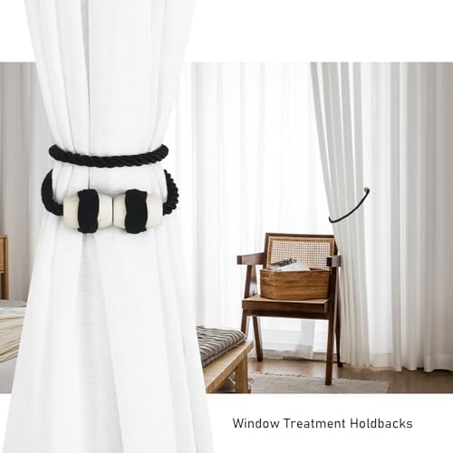 Hangtty Magnetic Curtain Tiebacks 2Pack Black