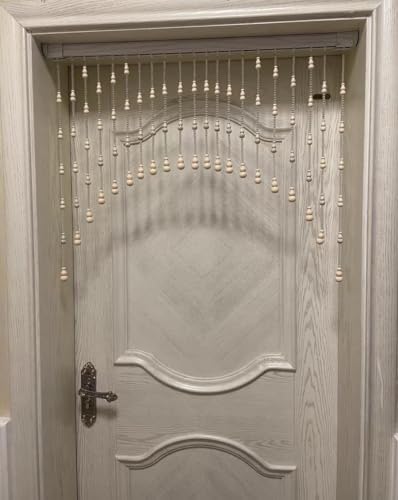 Natural Wood Bead Curtain with Gourd Design