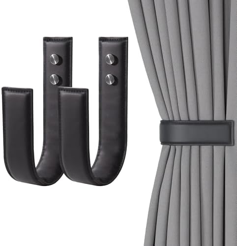 OCIOLI Modern Black Curtain Tiebacks 2 Pack