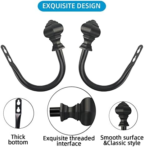 2Pcs Curtain Holdbacks with Lighthouse Finial Black