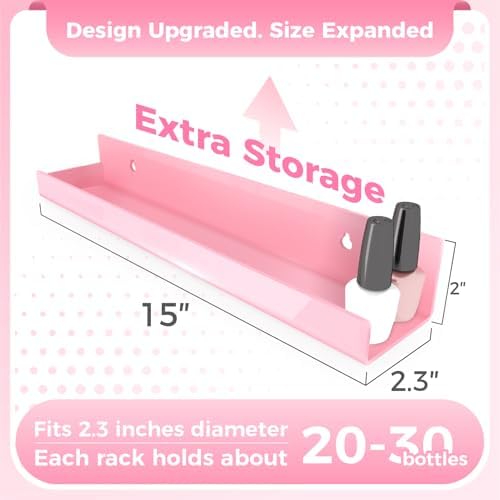 4 Pack Pink Acrylic Floating Shelves for Kids Room and Home Decor