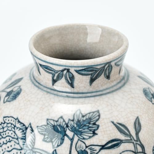 SIDUCAL Ceramic Chinoiserie Vase 63 Inch Blue White Vintage