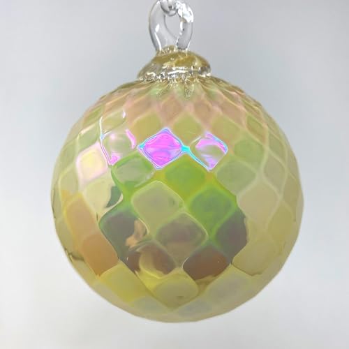 Glass Eye Studio Ball Ornament Opaque Butterscotch Diamond