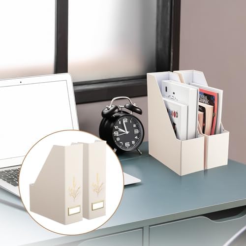 5 Pack Magazine File Holder Vertical Desk Organizer Beige